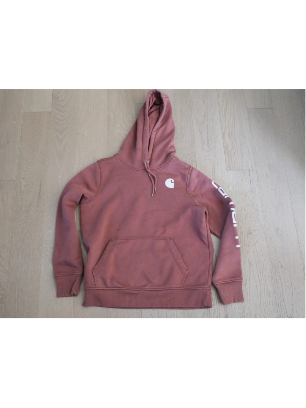 Carhartt Women’s Logo Sleeve Pullover Hoodie Brown Rust Size Medium Fall 2023